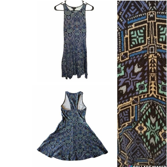 Forever 21 Dresses & Skirts - Forever 21 Dress Blue Green Racerback Full Skirt Size S